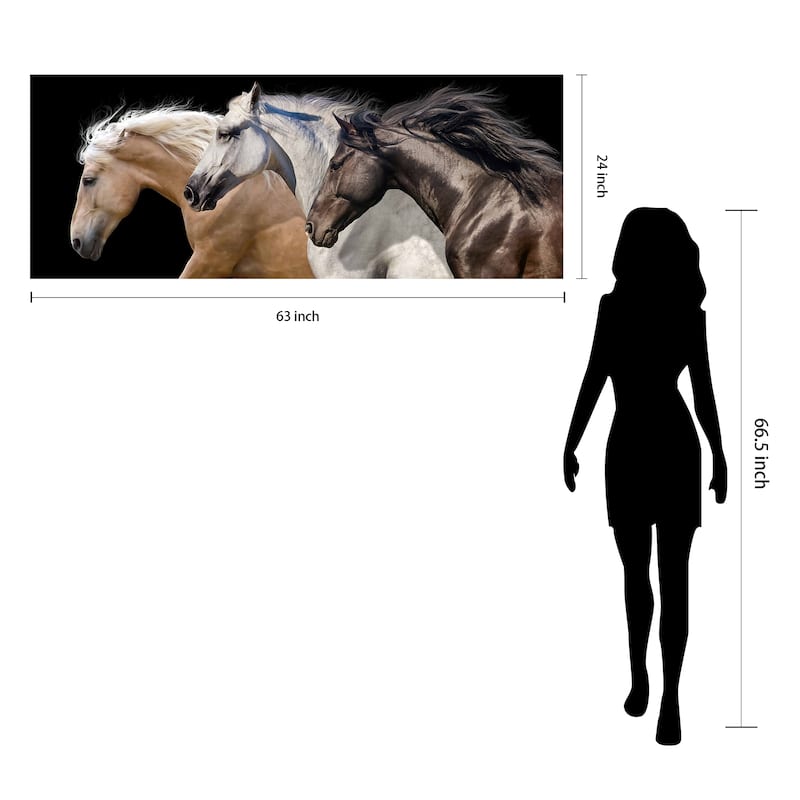 Horses Wall Art on Frameless Free Floating Tempered Glass