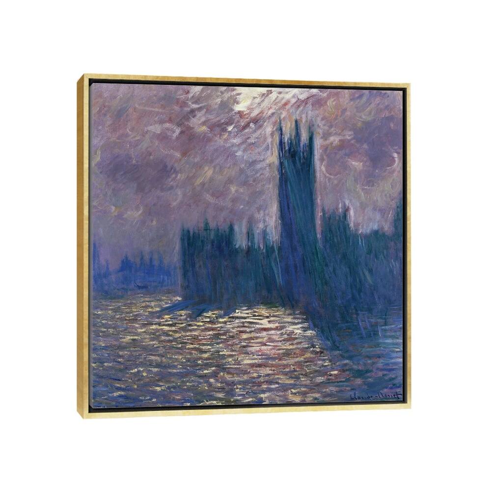 iCanvas "Parliament, Reflections on the Thames, 1905 " by Claude Monet Framed Canvas Print