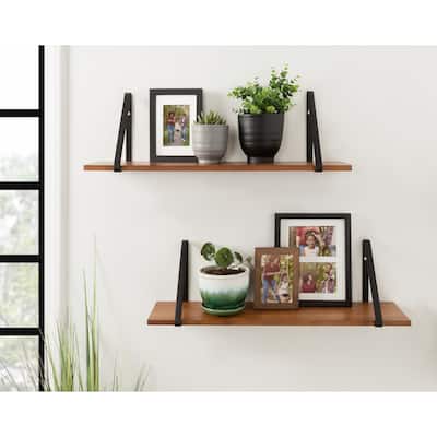 Kate and Laurel Soloman Wood 2 Piece Shelves with Metal Brackets