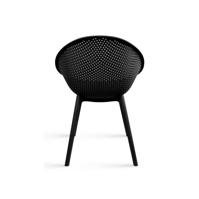 Modern Plastic Dining Chair Plastic Legs with Breathable Perforated Egg Shaped Seat for Indoor/Outdoor Use