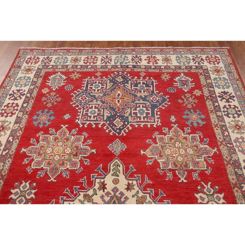 Red Kazak Oriental Area Rug Handmade Traditional Bedroom Wool Carpet - 6'6" x 9'9"