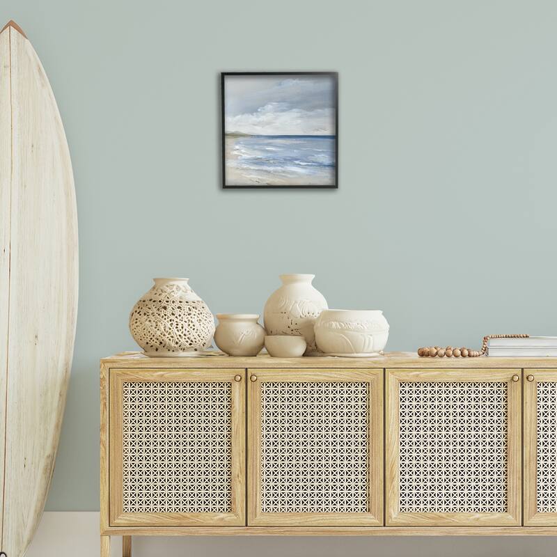 Stupell Stormy Beach Landscape Framed Giclee Art Design By Nan