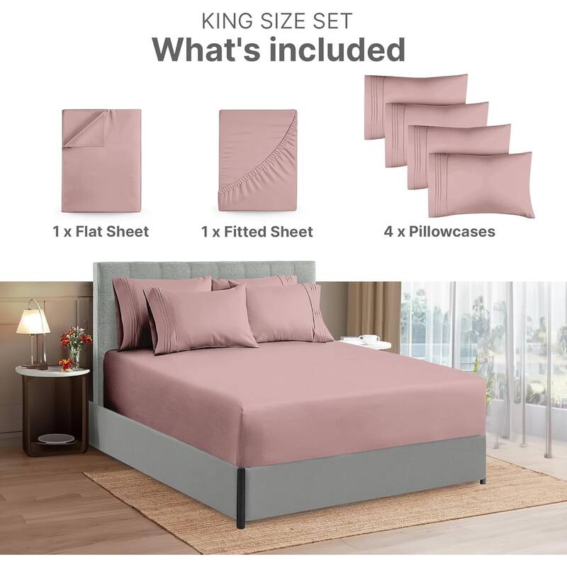 CGK Linens 6 Piece Extra Deep Pocket Microfiber Hotel Luxury Bed Sheets Set