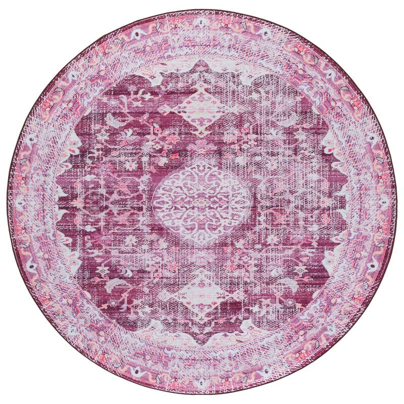 SAFAVIEH Tucson Floor Transitional Rug - 6' Round - Fuchsia/Purple