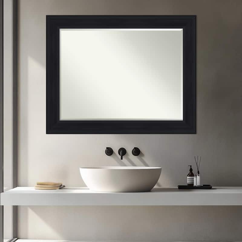 Abbey Half-Inch-Bevel Framed Bathroom Vanity Wall Mirror - Abbey Black - 23 x 29 in