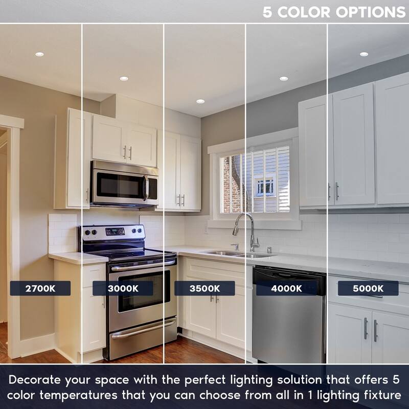 Luxrite 3 in. LED Recessed Ceiling Light J-Box 8W 5CCT 840 Lumens Dimmable Wet Rated IC Rated 4 Pack