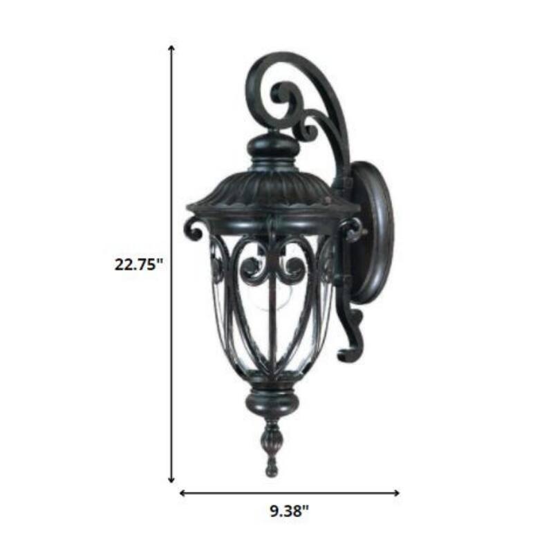 Aluminum Outdoor Wall Light with Seeded Glass Dimmable LED - 11.63” x 9.38” x 22.75” (D x W x H)