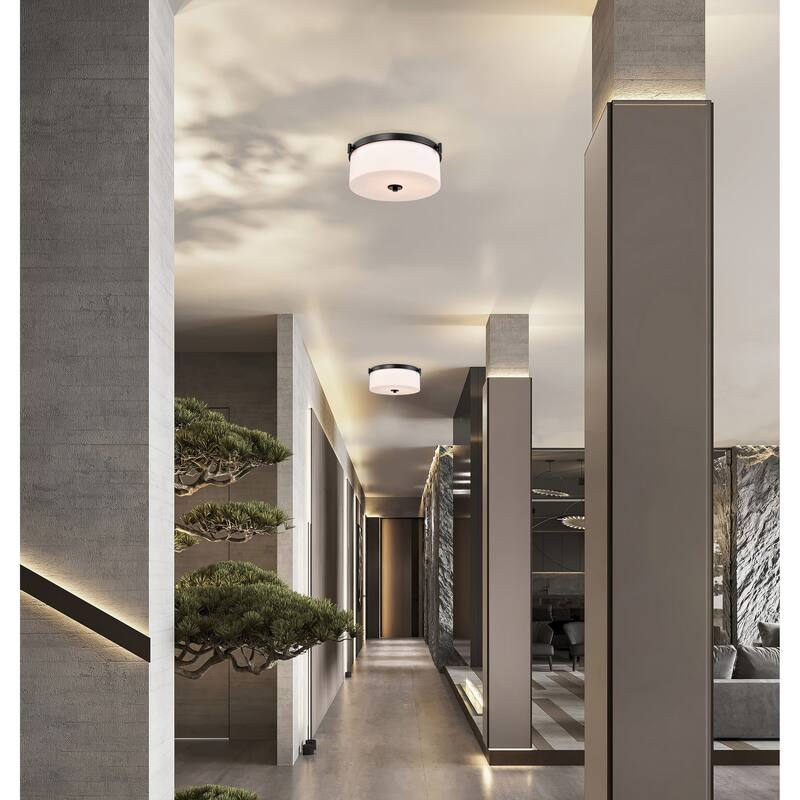 Liam 3 Light Flush Mount Matte Black White Opal Glass - Matte Black