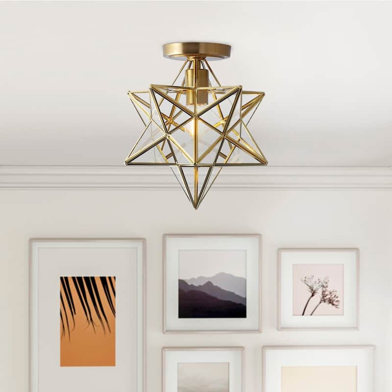 Modern Gold 1-Light Moravian Star Geometric Ceiling Lighting Fixture