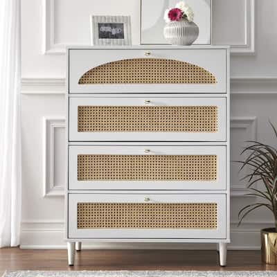 Lifestorey Taylor 4-Drawer Chest with Natural Cane
