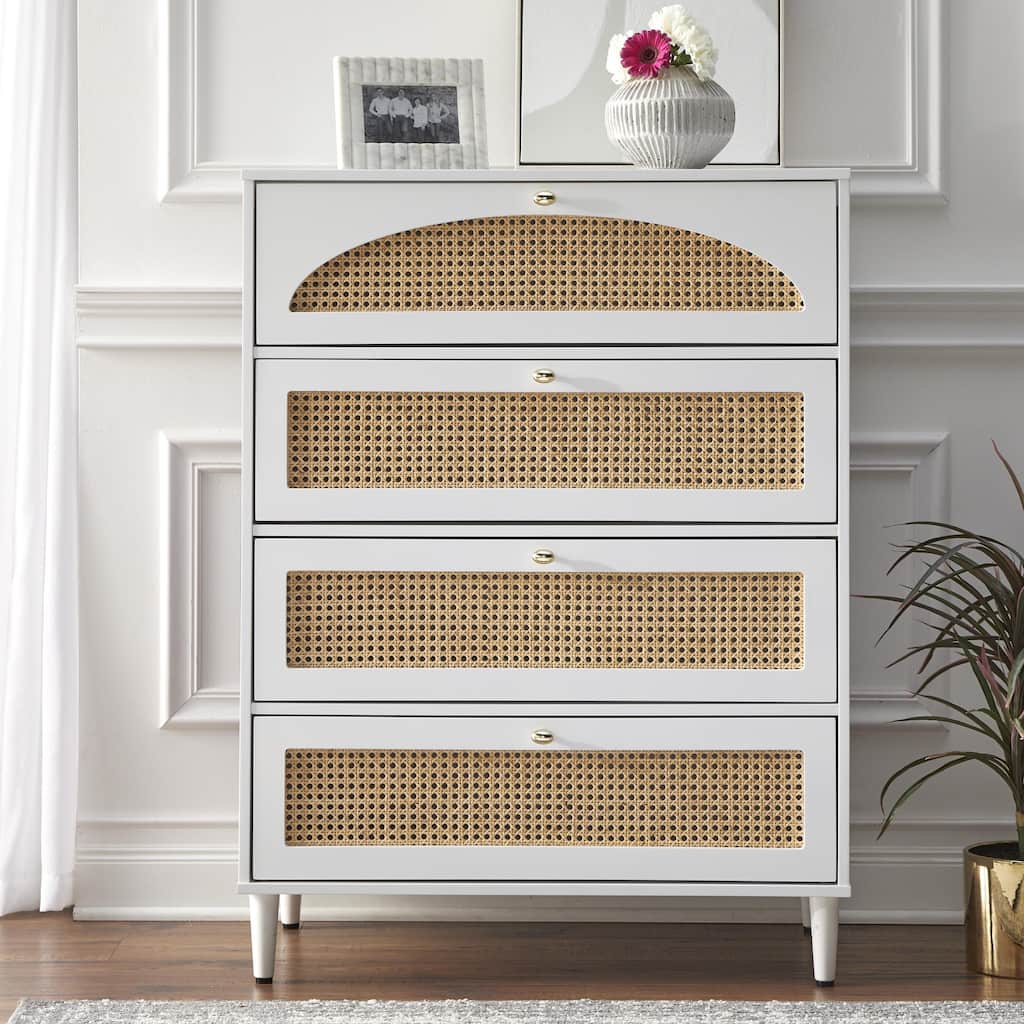 Lifestorey Taylor 4-Drawer Chest with Natural Cane