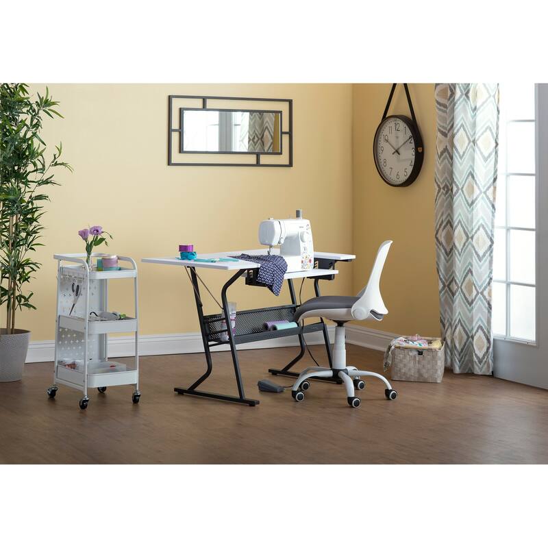 Sew Ready Eclipse Sewing Crafting Office Table with Folding Top and Adjustable Platform