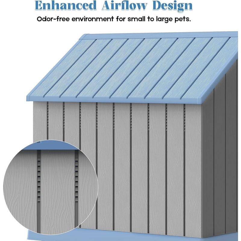 38Inch Cabin style Dog House for Large dogs, Resin Outdoor Dog Kennel Weatherproof