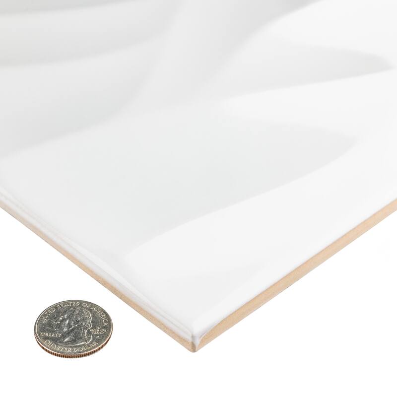 Merola Tile More Natur Glossy White 9-7/8" x 15-3/4" Ceramic Wall Tile