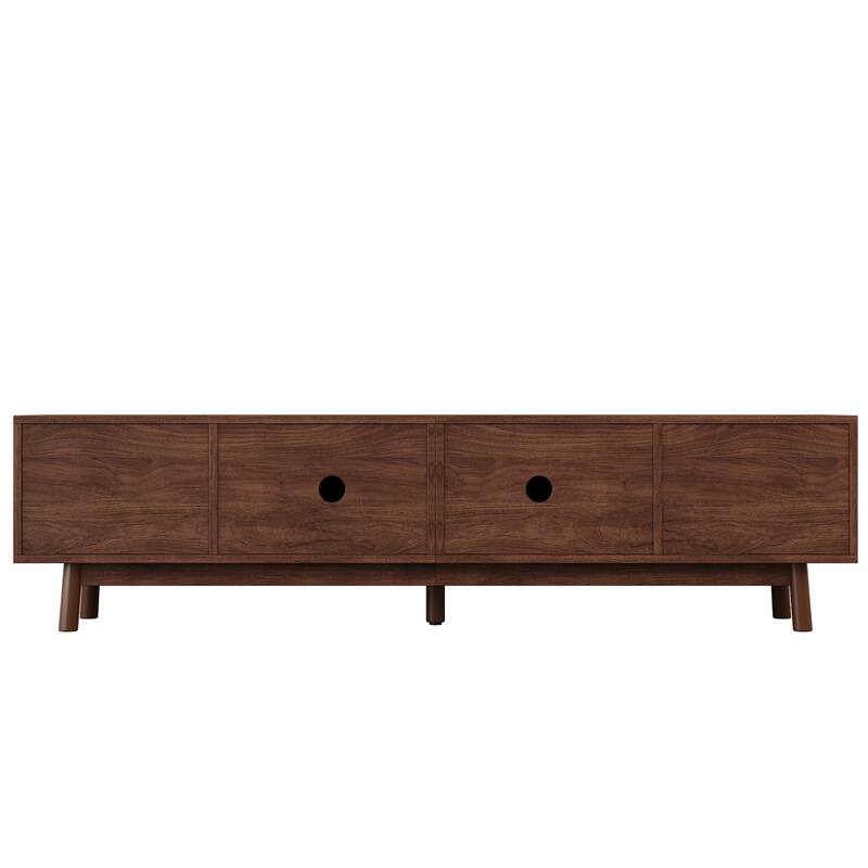 Modern 70" TV Stand with Rattan Doors for TVs up to 80", Media Console Entertainment Center with Drawers