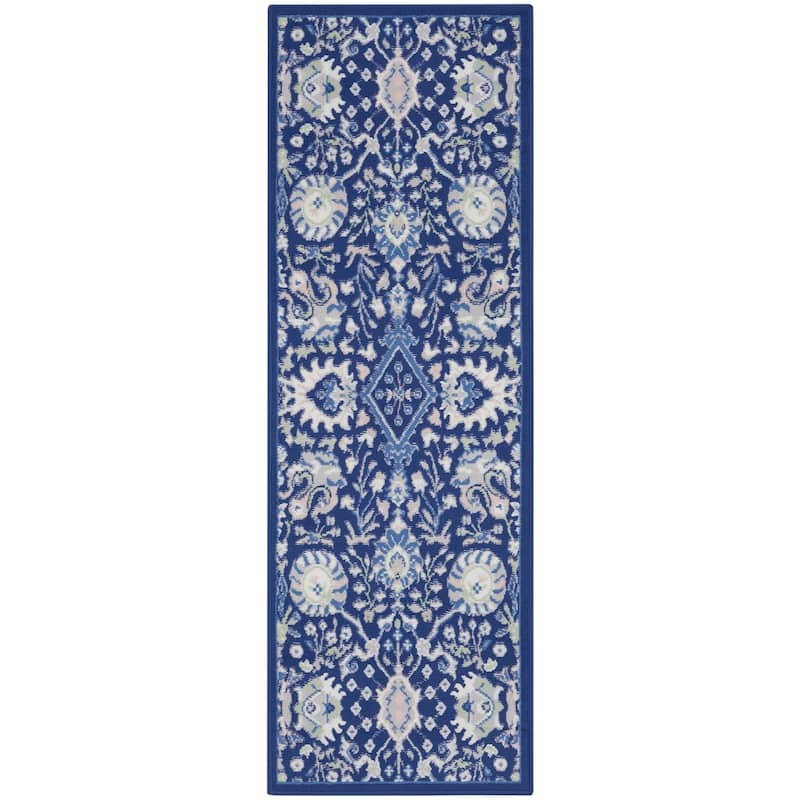 Nourison Whimsicle Modern Persian Floral Navy Ivory Area Rug