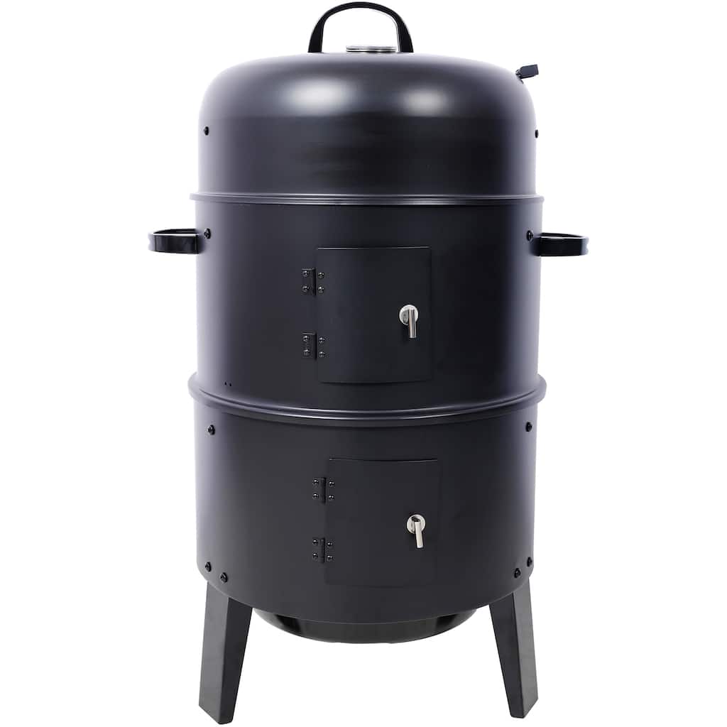 16" Charcoal Smoker Grill, Vertical Portable Design for Camping, Black