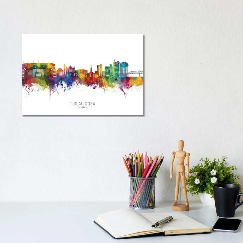 iCanvas "Tuscaloosa Alabama Skyline City Name" by Michael Tompsett Canvas Print - 8x12x0.75
