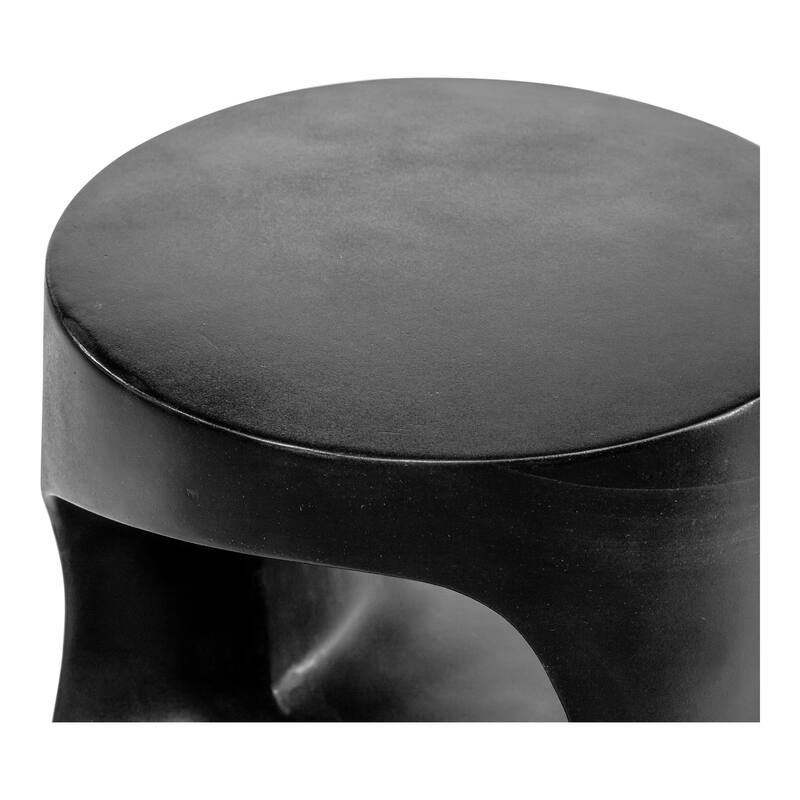 NADAAL STUDIOS Keelan Stool, Sculptural Cement Base, Lightweight Concrete and Fiber Mix, Black