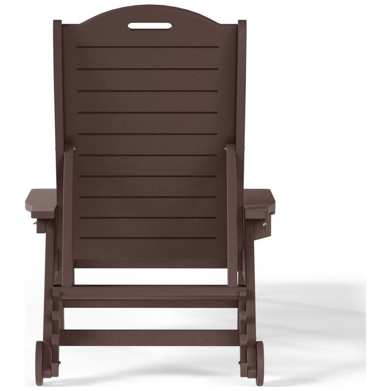 Brighton Outdoor Poly Reclining Chaise Lounge with Wheels & Cup Holder