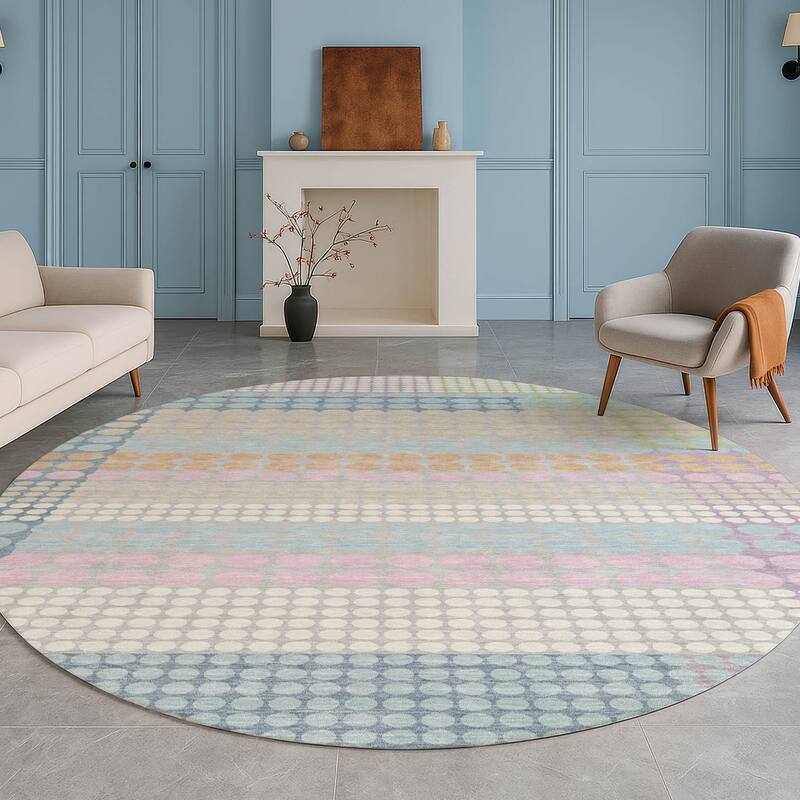 Machine Washable Indoor/ Outdoor Casual Dotty Chantille Rug