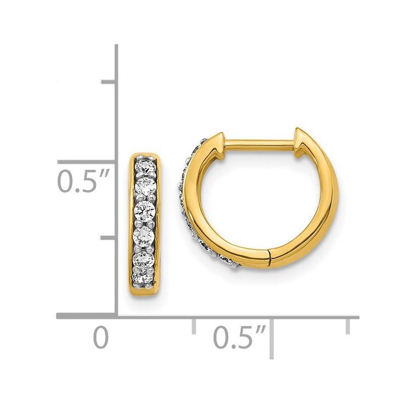 Curata 14k Yellow Gold Diamond Hoop Earrings - 11x12mm Wide 2mm Thick