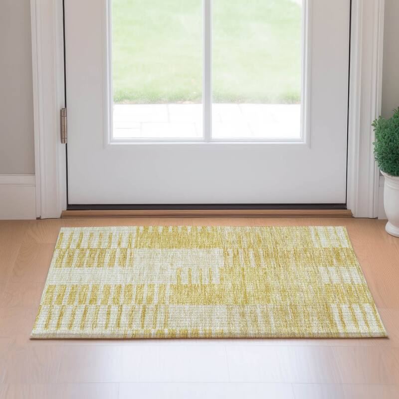 Premium Washable Super Soft Stripe Geo Mayfield Rug - Honey - 1' 8" x 2' 6" - Rectangle