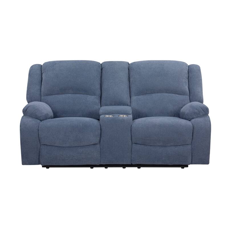 Roundhill Furniture Blitz Transitional Manual Reclining Loveseat, with Cup holders