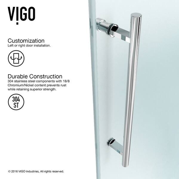 Shop Vigo Elan Clear Adjustable Frameless Sliding Shower Door Overstock 9617961