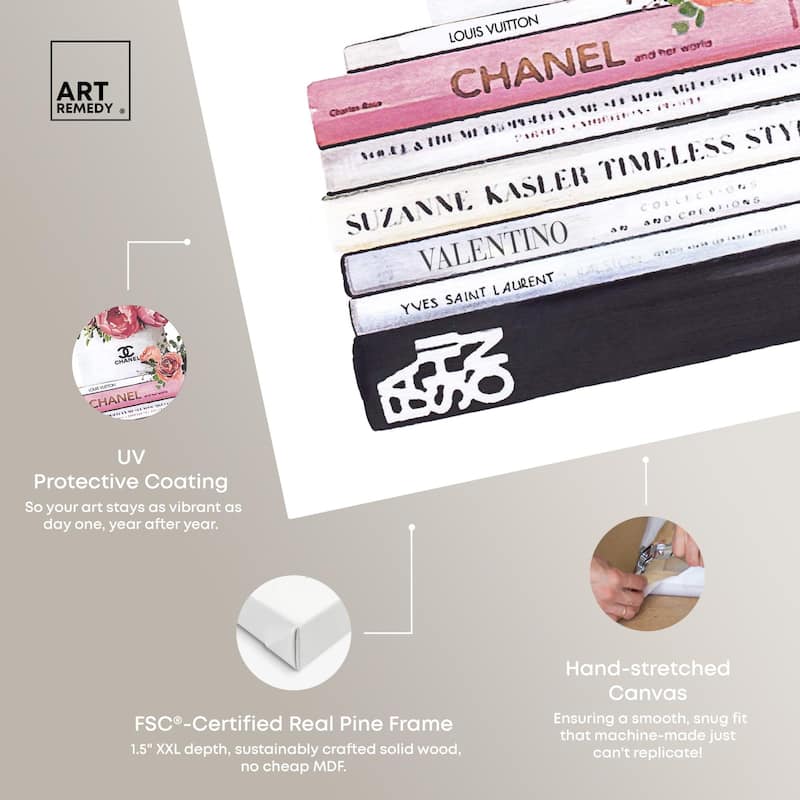 Pretty Roses upon Books Canvas by Art Remedy, Gallery Wrapped