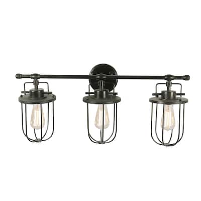 Industrial Metal Cage 3 Light Wall Sconce - 28.0"L x 8.0"W x 13.0"H