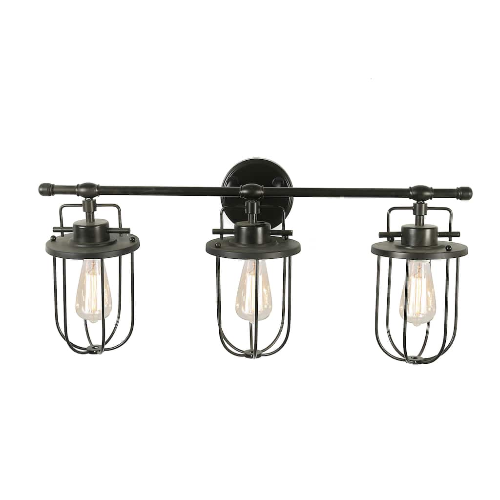 Industrial Metal Cage 3 Light Wall Sconce - 28.0"L x 8.0"W x 13.0"H
