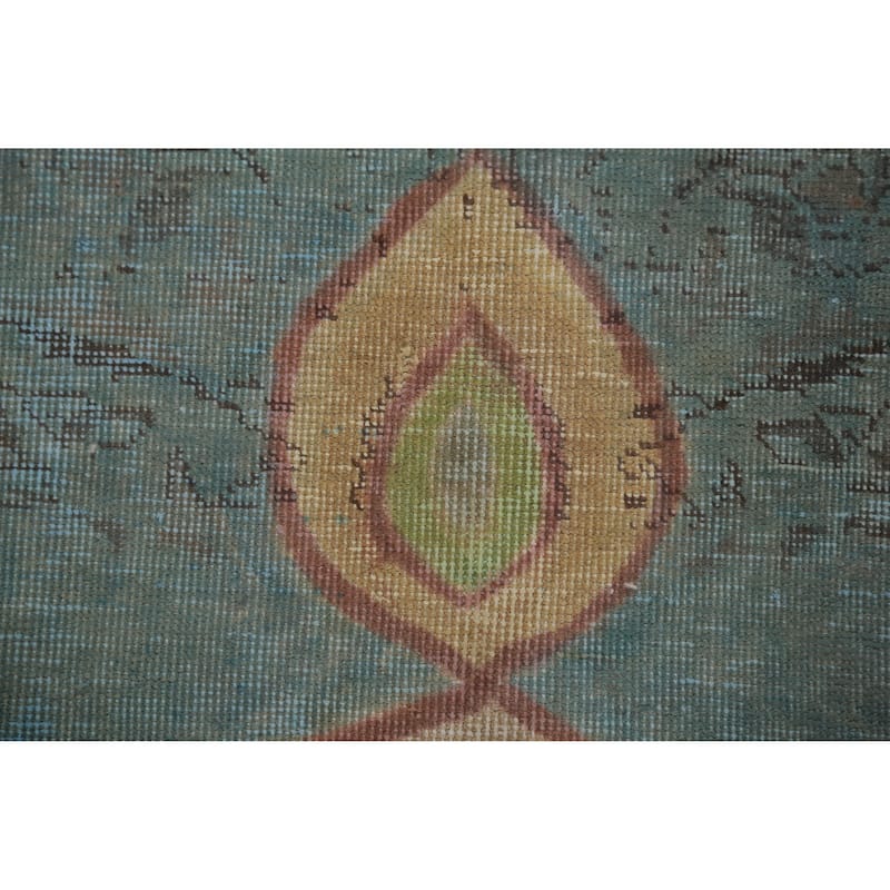 Blue Tabriz Persian Vintage Rug Oriental Handmade Wool Carpet - 9'8" x 12'9"