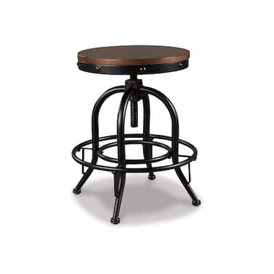 Zane 24 Inch Adjustable Swivel Counter Stool, Set of 2, Black Metal Base