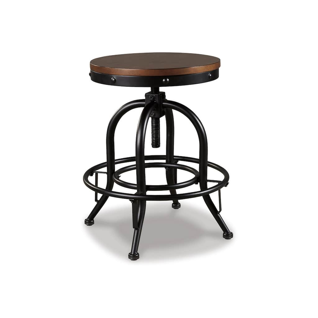 Zane 24 Inch Adjustable Swivel Counter Stool, Set of 2, Black Metal Base