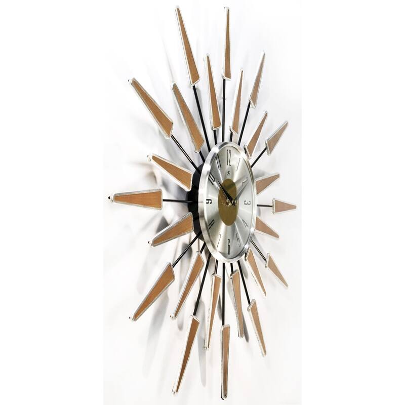 Satellite Starburst Mid-Century Modern Large 23 inch Wall Clock by Infinity Instruments - 23 x 2 x 23