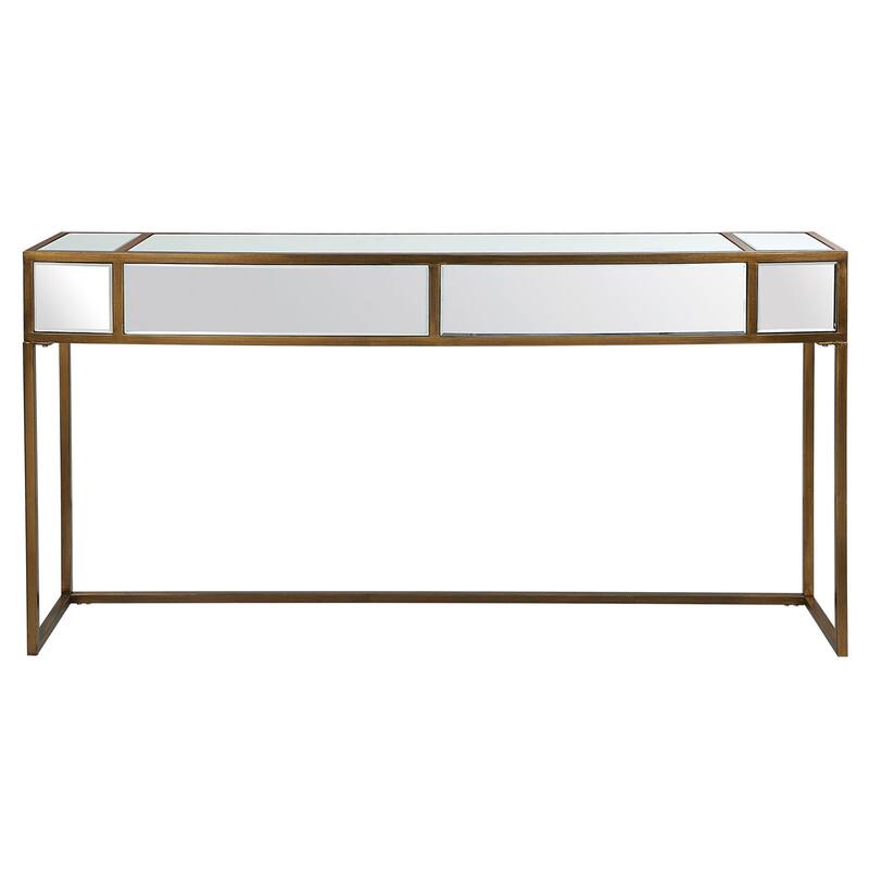 Reflect Mirrored Rectangular Console Table - 62" - Gold and White