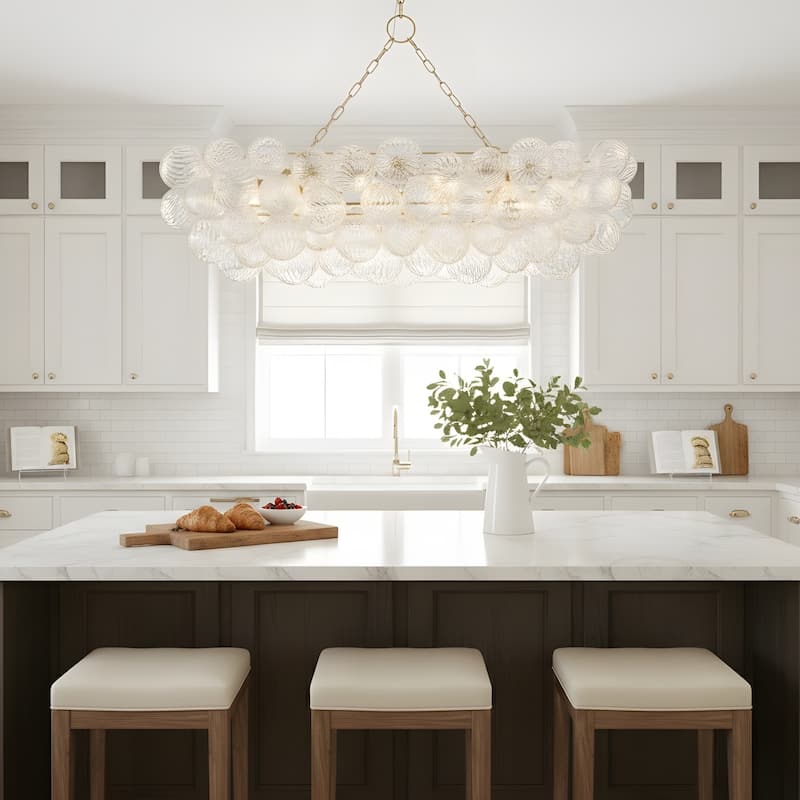 Gold Bubble Ball Chandelier, LED Pendant Light with Glass Globes