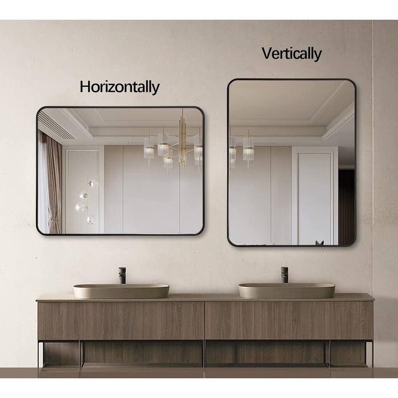 Inch Silver Metal Framed Rectangular Bathrrom Mirror for Wall.