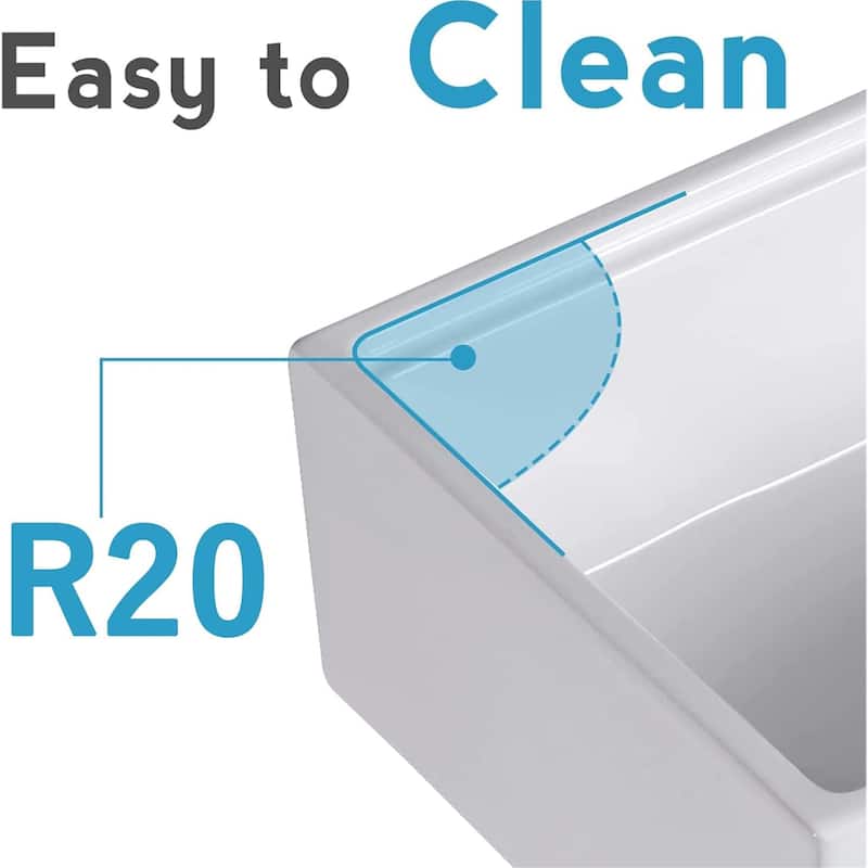 0"x 20"White Workstation Reversible Ceramic Farm Apron Front Kitchen Sink