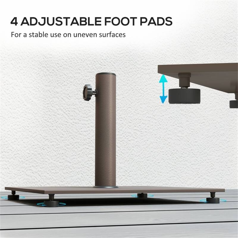Metal Umbrella Base for Outdoor Patio Garden Deck Poolside Fits 1.5 and 1.9 Inch Poles Brown Weather-Resistant