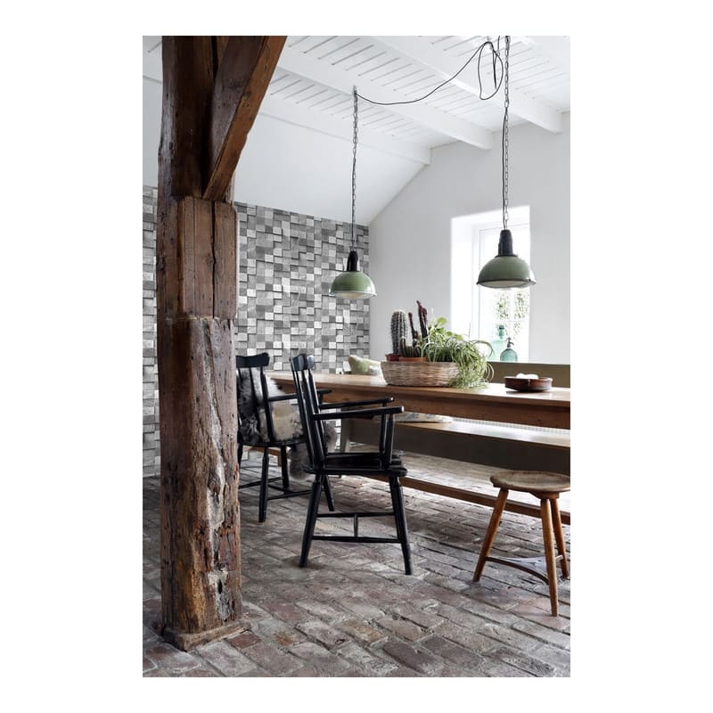 ESTA Home Tevye Grey Wood Geometric Wallpaper - 20.5 x 396 x 0.025