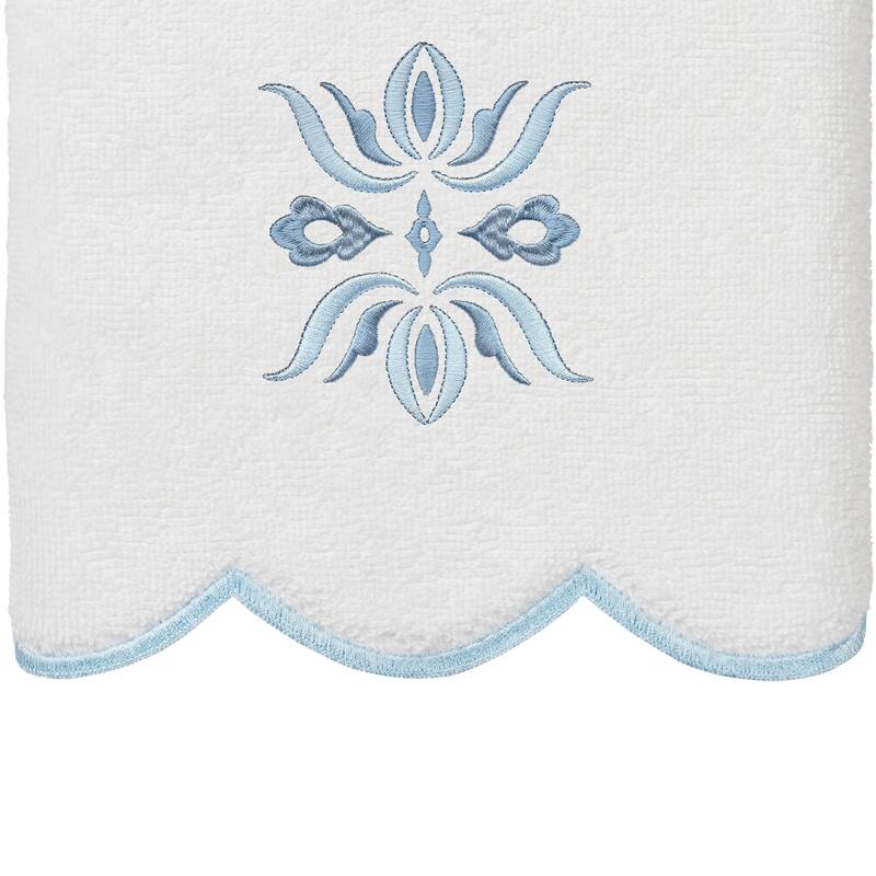 Authentic Hotel and Spa 100% Turkish Cotton FLOWER CREST Scallop Towel Collection