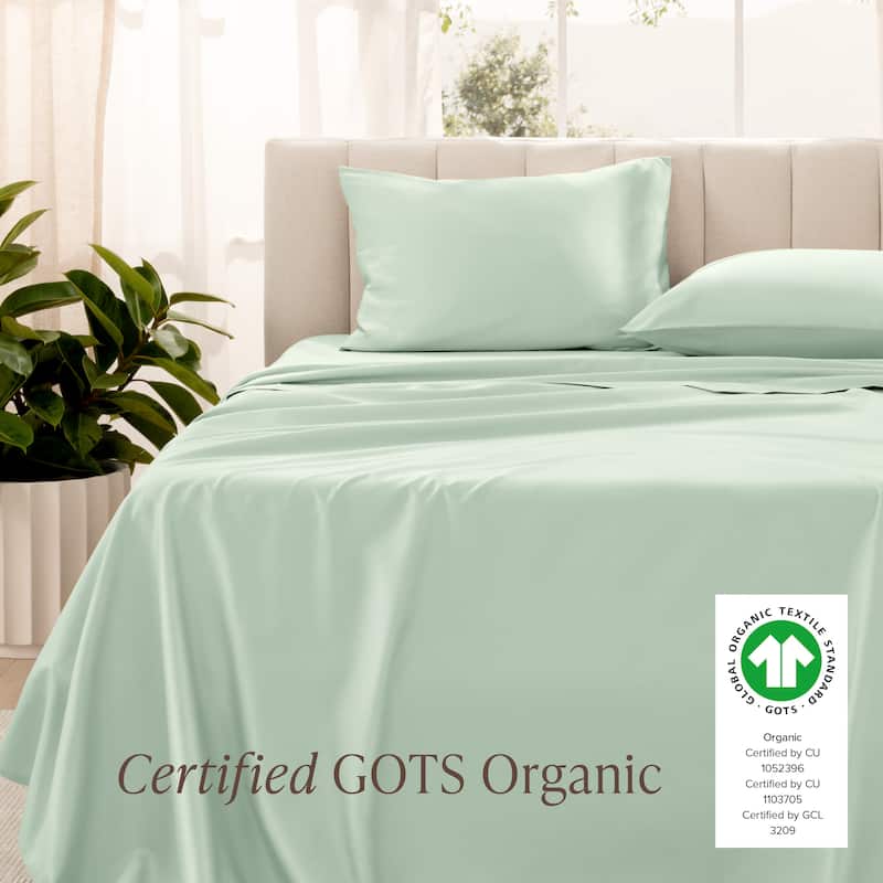 Bare Home Organic Cotton Sheet Set - Silky Smooth Sateen Weave