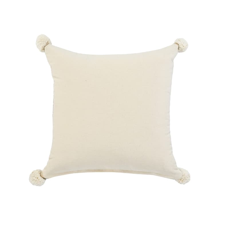 HomeRoots 20" X 20" Black Off-White And Green 100% Cotton Geometric Zippered Pillow