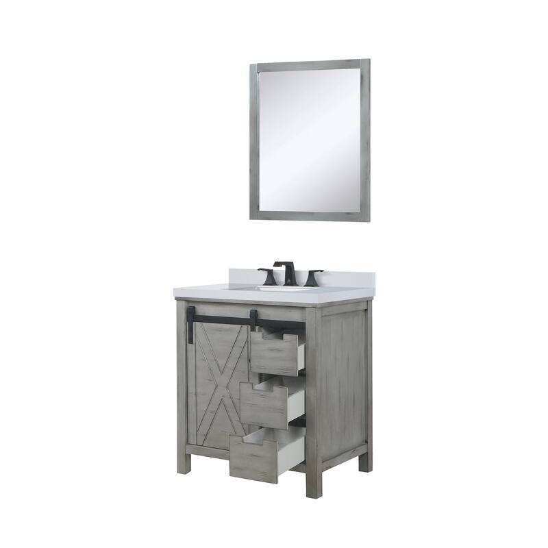 Marsyas Bath Vanity, Cultured Marble Countertop, Faucet Set and Mirrors