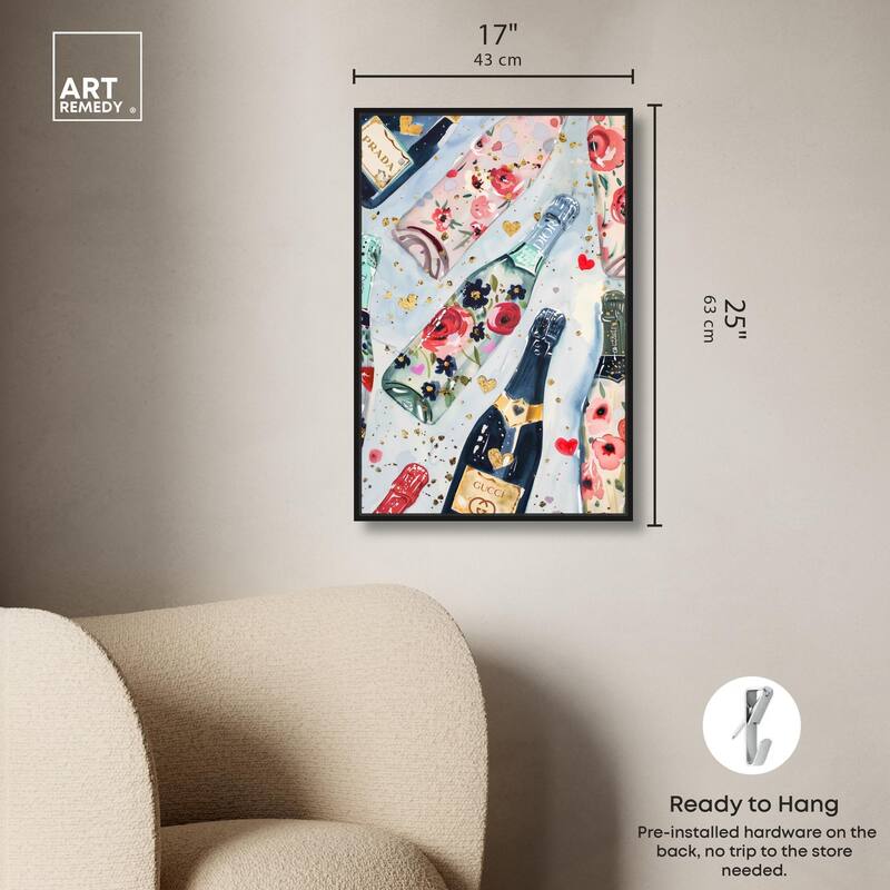 Fun Floral Champagne Canvas by Art Remedy