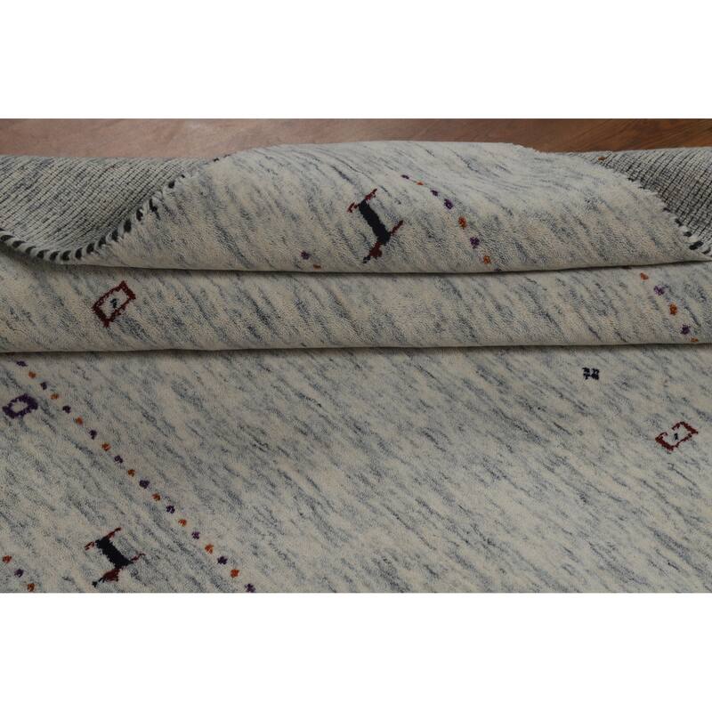 Hand Knotted Oriental 100% Wool Carpet Tribal Animal Pictorial Beige & Ivories Gabbeh Area Rug - 7' 10'' X 5' 2''