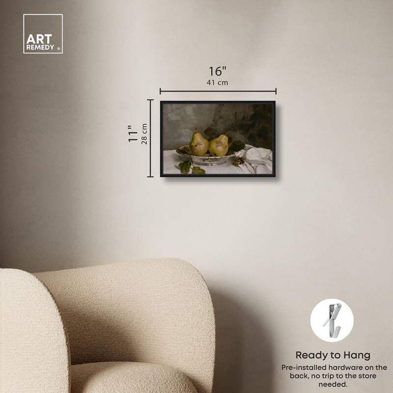 Two Pears in a Silver Bowl Canvas by Art Remedy