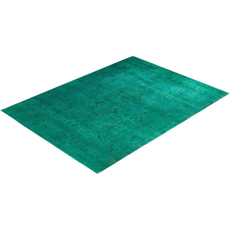 Contemporary Overdyed Wool Hand Knotted Area Rug - 10' 1" x 13' 7"